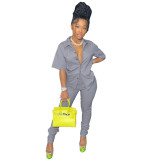 Women Casual Short Sleeve Top & Pants Two‑Piece Set