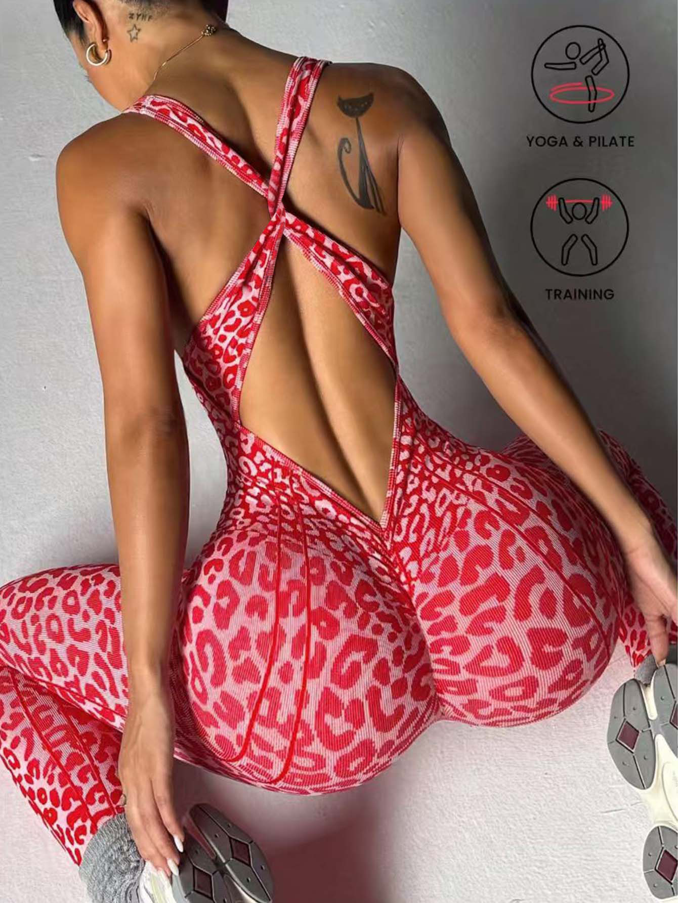Leopard Print Jumpsuit for Yoga & Fitness Activewear