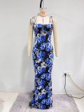 Women Floral Tie‑Strap Cami Mermaid Maxi Dress