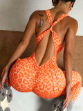 Women Leopard Print Yoga Fitness Jumpsuit