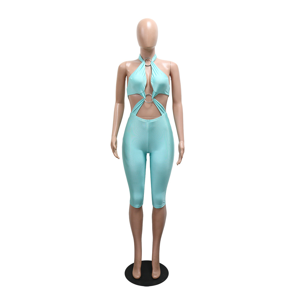 Halter Neck Backless Jumpsuit for Party Wear