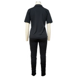 Women Casual Short Sleeve Top & Pants Two‑Piece Set
