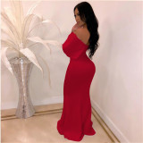 Plus Size Women Sexy Backless Mermaid Dress