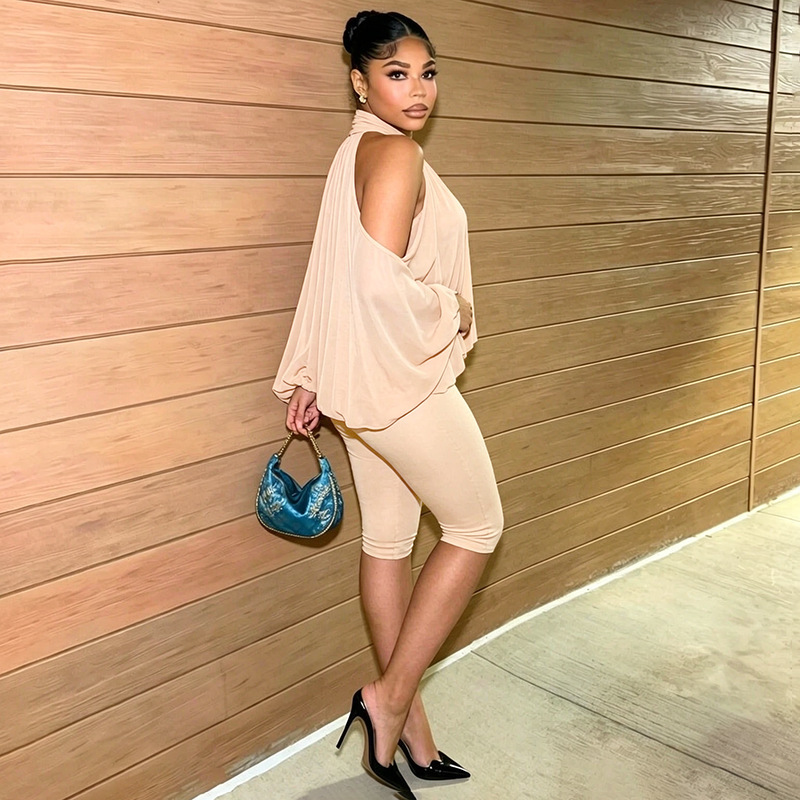 Off-Shoulder Strapless Top & Capri Pants Three-Piece Set