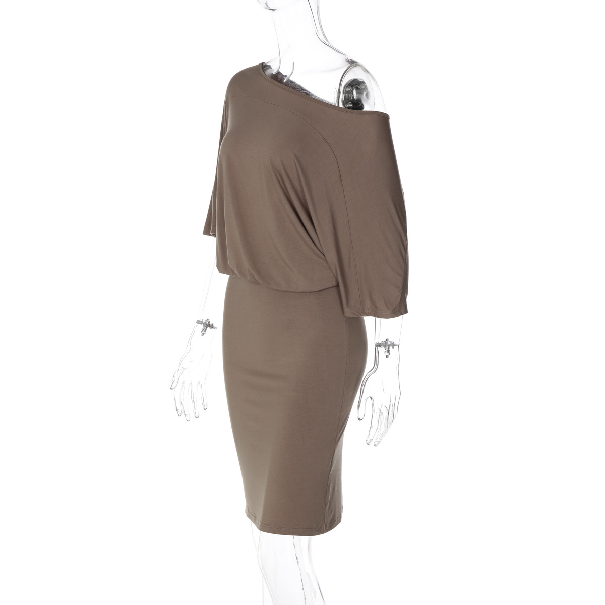 Slash Shoulder Off-Shoulder Bodycon Dress for Summer Holidays