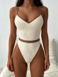 Women Color‑Block Sexy Holiday Beach One‑Piece Swimsuit