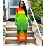 Women Fall‑Winter Gradient See‑Through Sexy Dress