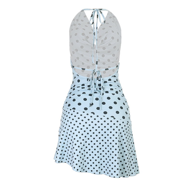 Polka Dot Halter Neck Dress for Casual Wear