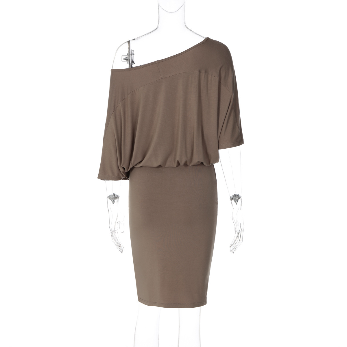 Slash Shoulder Off-Shoulder Bodycon Dress for Summer Holidays