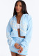 Women's Sporty Printed Color-Block Casual Hooded Zip-Up Skirt Set