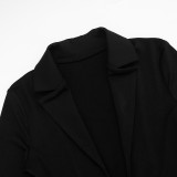 Women Fall‑Winter Casual Turndown Collar V‑Neck Long Sleeve Lace Trim Jumpsuit
