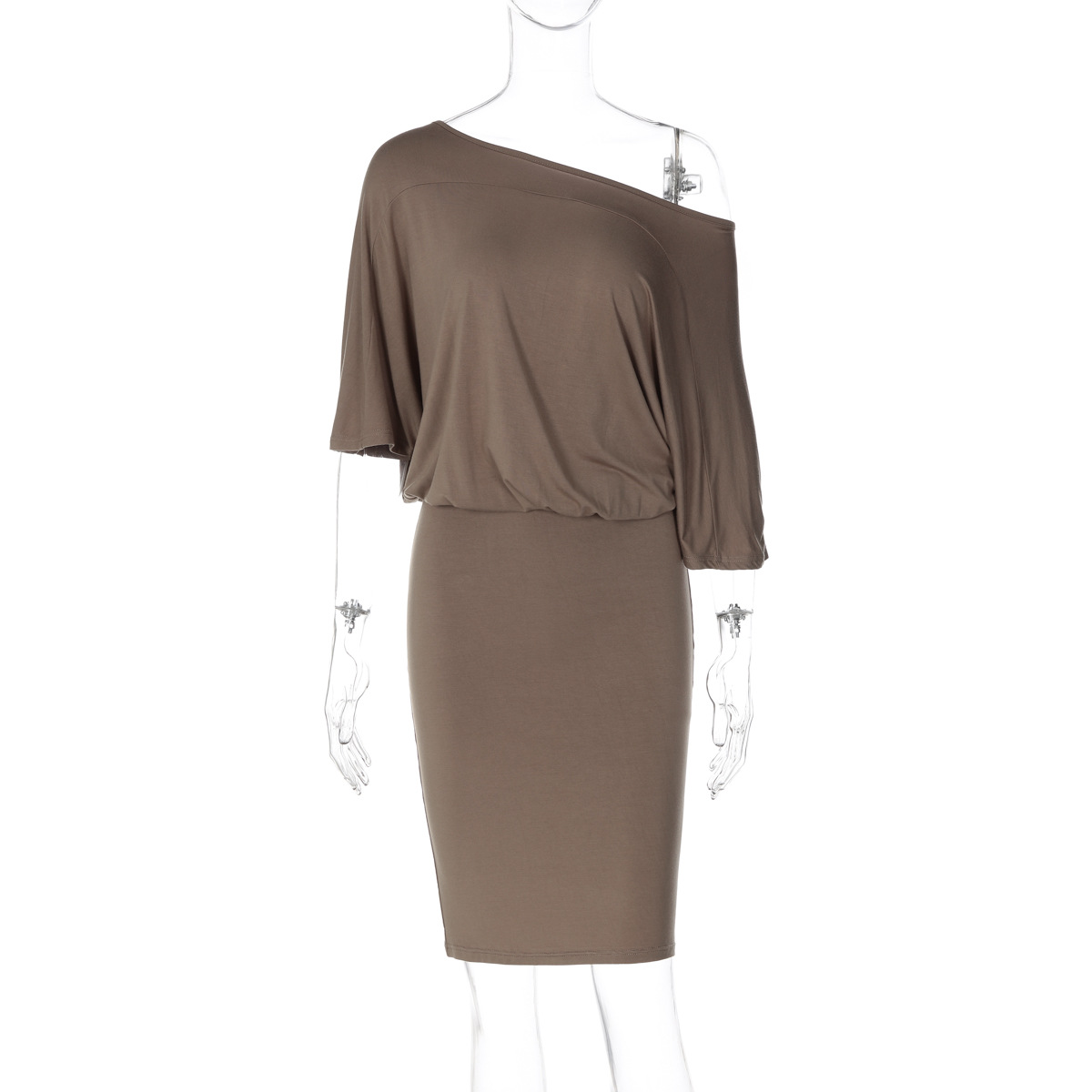 Slash Shoulder Off-Shoulder Bodycon Dress for Summer Holidays