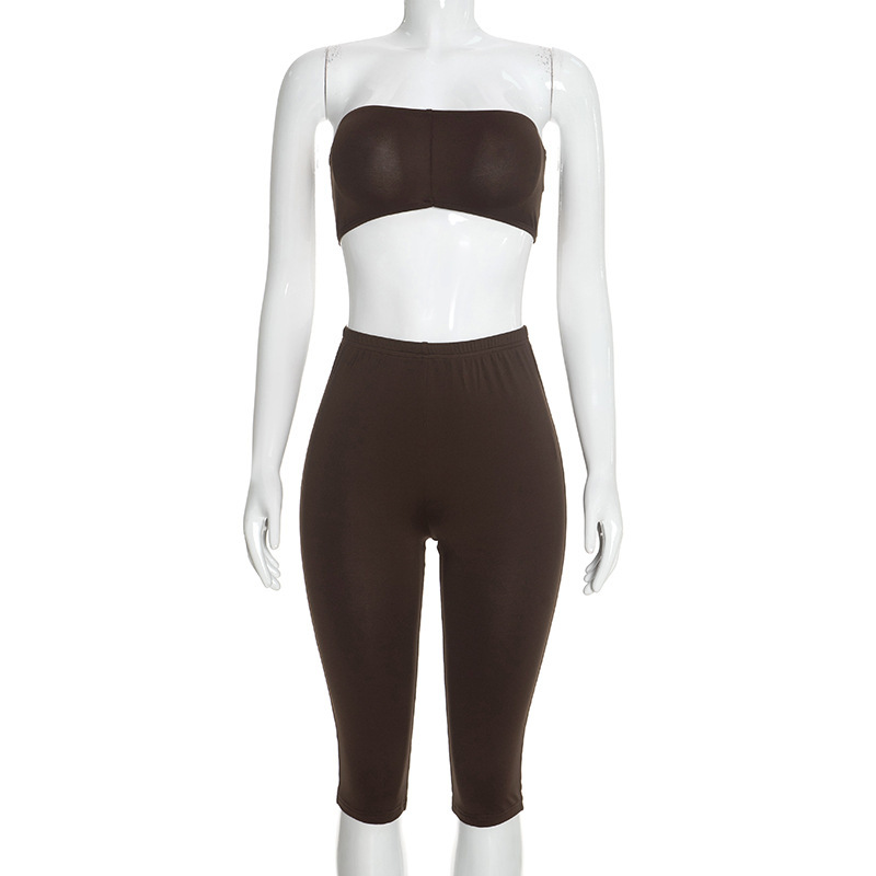 Off-Shoulder Strapless Top & Capri Pants Three-Piece Set