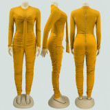 Women Mesh High Neck Patchwork Long-Sleeve Tie-Waist Ruffled Jumpsuit