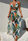 Women's Printed Halter Neck Bikini Three-Piece Beach Set with Cover-Up Skirt