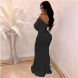 Plus Size Women Sexy Backless Mermaid Dress