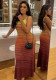 Summer Women's Beach Holiday Gradient Sleeveless Halter Knitted Maxi Dress