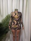 Women's Fashionable Printed Mesh Mini Dress