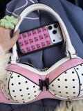Women Patchwork Polka‑Dot Bow Handbag Shoulder Bag