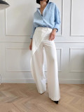Women's Spring High-Waisted Casual Asymmetrical Slim-Fit Straight-Leg Pants