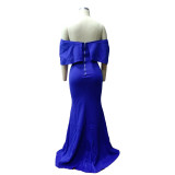 Plus Size Women Sexy Backless Mermaid Dress