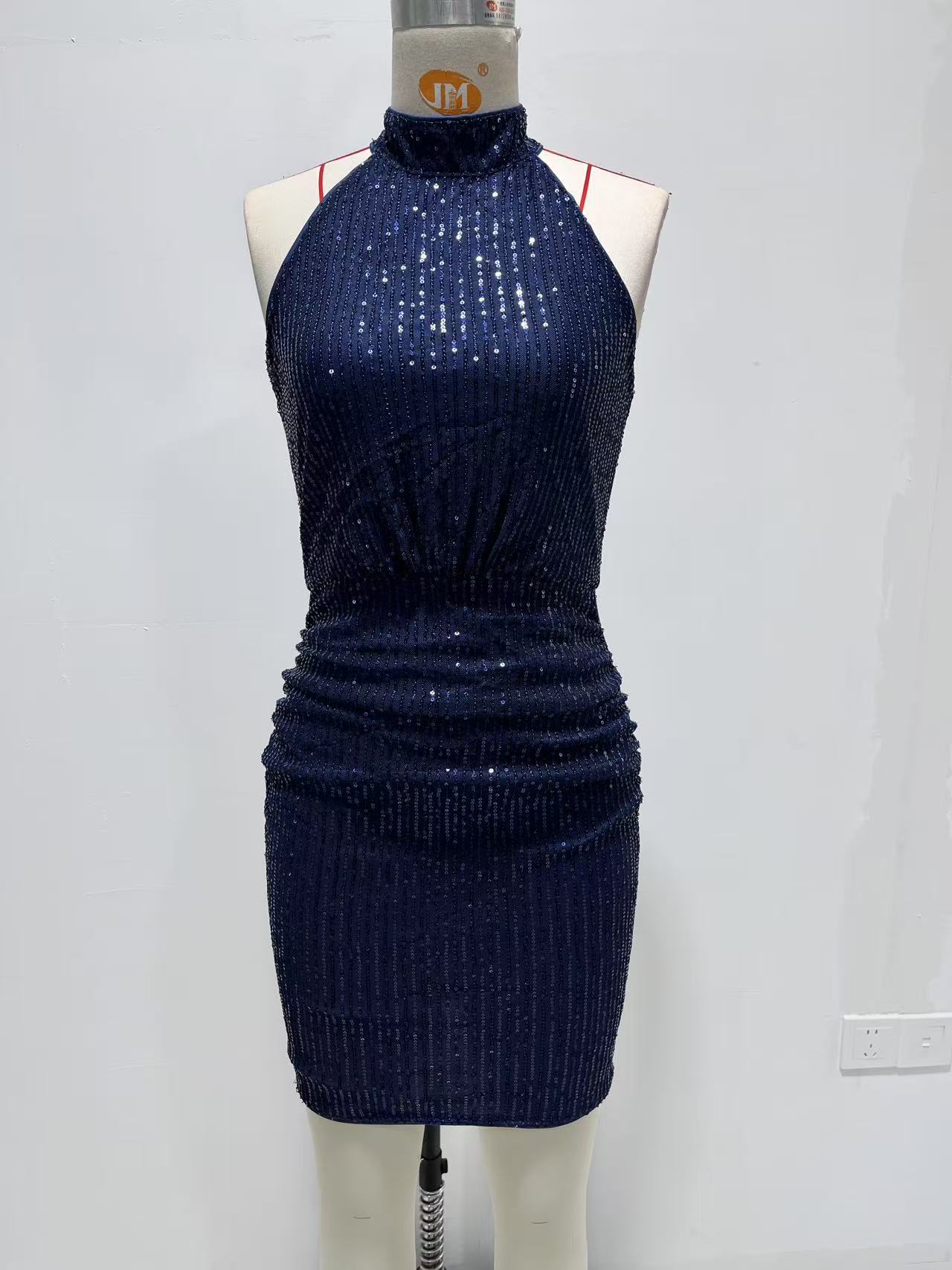 Sequin Halter Neck Bodycon Dress for Evening Parties
