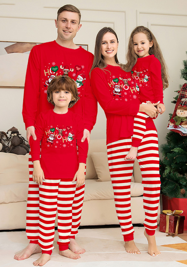 Women's Christmas Family Matching Long-Sleeve Striped Pajama Set