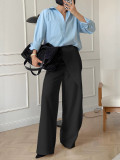 Women's Spring High-Waisted Casual Asymmetrical Slim-Fit Straight-Leg Pants