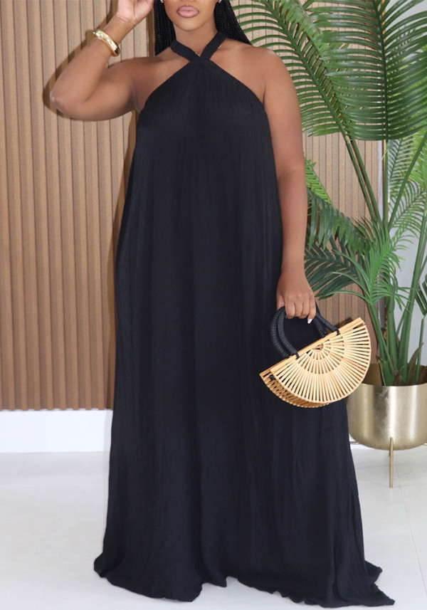 Women Elegant Halter Neck Sleeveless Holidays Maxi Dress