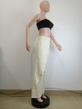 Women's Spring High-Waisted Casual Asymmetrical Slim-Fit Straight-Leg Pants
