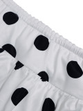 Women's Holiday Polka-Dot Printed Halter Neck Low-Back Ruffle Top with Tiered Mini Skirt Two-Piece Set