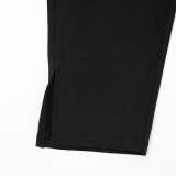 Women's Sexy Solid Strapless Top with Long-Sleeve Raw-Edge Jacket and Cropped Pants Three-Piece Set