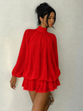 Fall/Winter Women's Fashionable Slim-Fit Solid Long-Sleeve Mini Dress