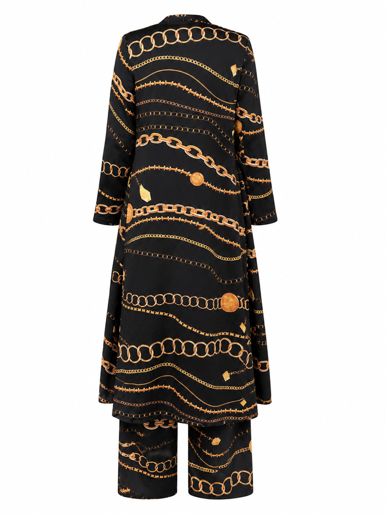 Printed Long-Sleeve Jacket & Tight-Fitting Pants Two-Piece Set