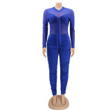Women's Sexy Lace-Up Mesh Ruched Jumpsuit