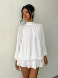 Fall/Winter Women's Fashionable Slim-Fit Solid Long-Sleeve Mini Dress