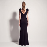 Women Beaded Split Formal Party Evening Dress