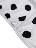 Women's Holiday Polka-Dot Printed Halter Neck Low-Back Ruffle Top with Tiered Mini Skirt Two-Piece Set