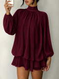 Fall/Winter Women's Fashionable Slim-Fit Solid Long-Sleeve Mini Dress
