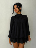 Fall/Winter Women's Fashionable Slim-Fit Solid Long-Sleeve Mini Dress
