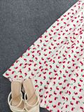 Women's Fashionable Holiday Polka-Dot Printed Puff-Sleeve Cropped Top with Skirt Two-Piece Set