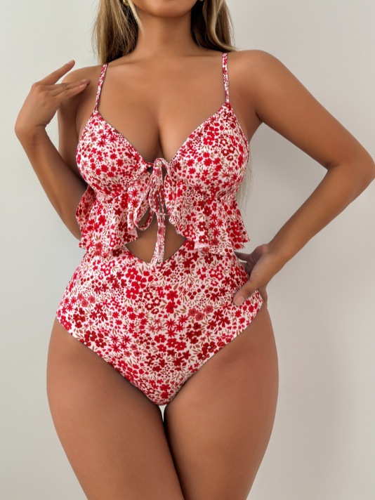 Floral Ruffle One-Piece Swimsuit