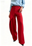 Women's Spring High-Waisted Casual Asymmetrical Slim-Fit Straight-Leg Pants