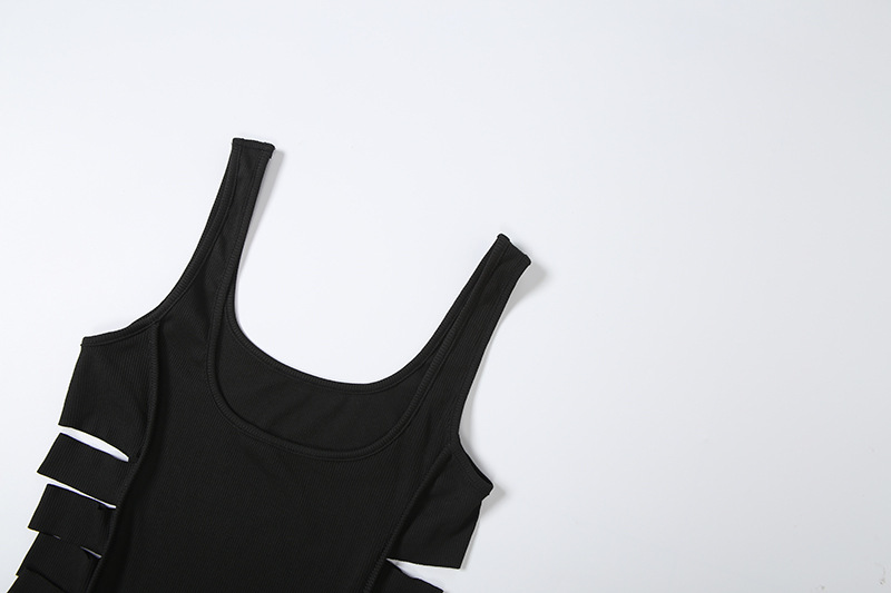 Solid Cutout U-Neck Slim-Fit Bodycon Dress for Fall