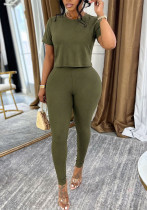 Women Summer Short Sleeve Top And Long Pants Casual Two Piece Set Women Summer Short Sleeve Top And Long Pants Casual Two Piece Set