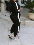 Women's Casual Hooded Zip-Up Long-Sleeve Top with Jogger Cargo Pants Two-Piece Set