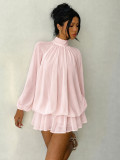 Fall/Winter Women's Fashionable Slim-Fit Solid Long-Sleeve Mini Dress