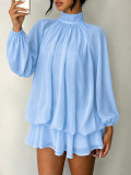 Fall/Winter Women's Fashionable Slim-Fit Solid Long-Sleeve Mini Dress