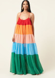 Women Spaghetti Strap Summer French Style Maxi Dress