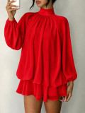 Fall/Winter Women's Fashionable Slim-Fit Solid Long-Sleeve Mini Dress